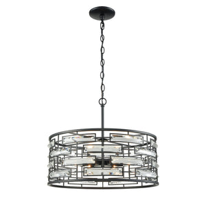 Atlas Lineo 20'' Wide 6-Light Chandelier - Modern Matte Black Design with Crystal Accents for Elegance CL11225-BK