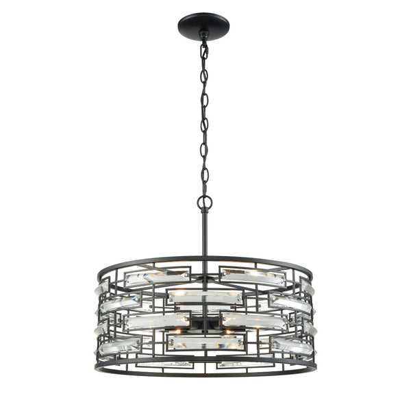 Atlas Lineo 20'' Wide 6-Light Chandelier - Modern Matte Black Design with Crystal Accents for Elegance CL11225-BK