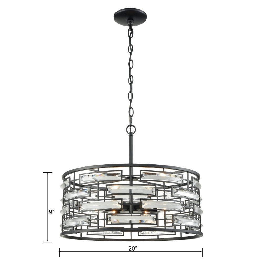 Atlas Lineo 20'' Wide 6-Light Chandelier - Modern Matte Black Design with Crystal Accents for Elegance CL11225-BK