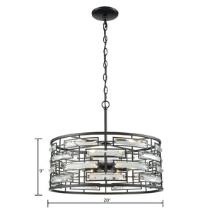 Atlas Lineo 20'' Wide 6-Light Chandelier - Modern Matte Black Design with Crystal Accents for Elegance CL11225-BK