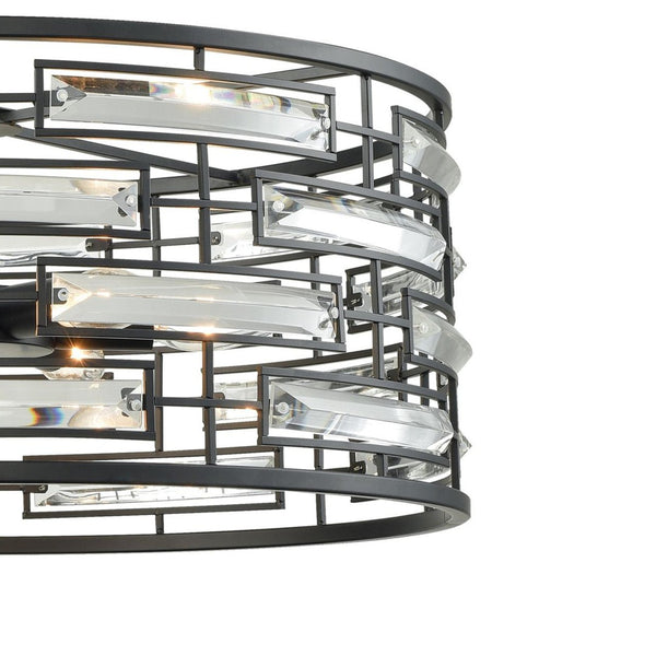 Atlas Lineo 20'' Wide 6-Light Chandelier - Modern Matte Black Design with Crystal Accents for Elegance CL11225-BK
