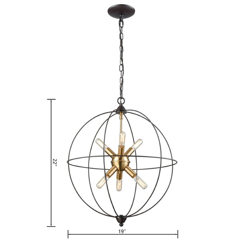 Atlas Loftin 19'' Wide 6-Light Chandelier in Oil Rubbed Bronze - Modern Mid-Century Atomic Design Fixture CL11226-BZ