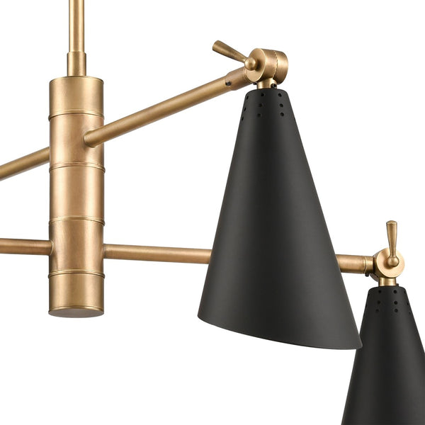 Atlas Luca 4-Light Midcentury Chandelier - Adjustable Shades for Stylish Illumination in Any Space Natural Brass CL11228-BS