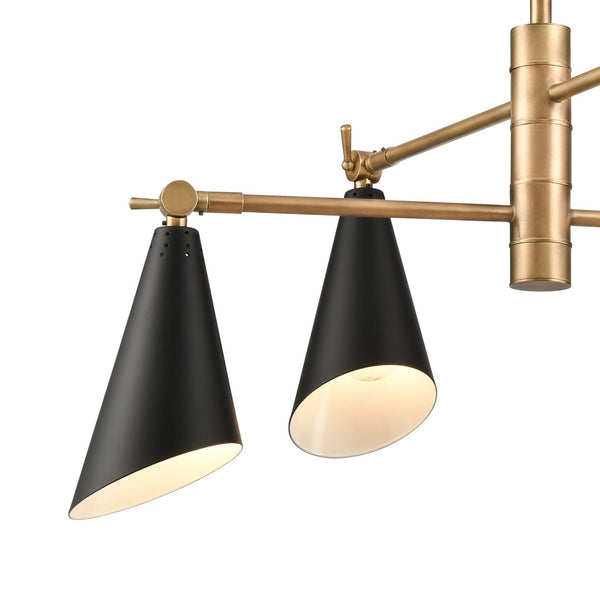 Atlas Luca 4-Light Midcentury Chandelier - Adjustable Shades for Stylish Illumination in Any Space Natural Brass CL11228-BS
