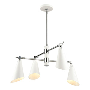 Atlas Luca 4-Light Midcentury Chandelier - Adjustable Shades for Stylish Illumination in Any Space Polished Chrome 26'' CL11228-CH