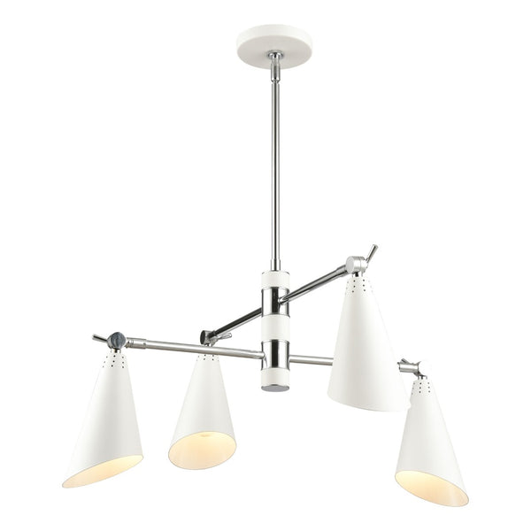 Atlas Luca 4-Light Midcentury Chandelier - Adjustable Shades for Stylish Illumination in Any Space Polished Chrome 26'' CL11228-CH