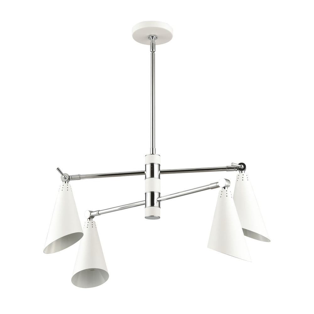 Atlas Luca 4-Light Midcentury Chandelier - Adjustable Shades for Stylish Illumination in Any Space Polished Chrome 26'' CL11228-CH
