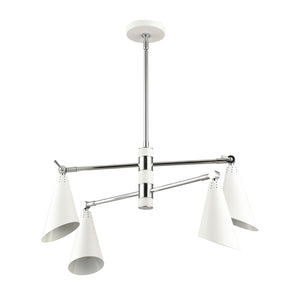Atlas Luca 4-Light Midcentury Chandelier - Adjustable Shades for Stylish Illumination in Any Space Polished Chrome 26'' CL11228-CH