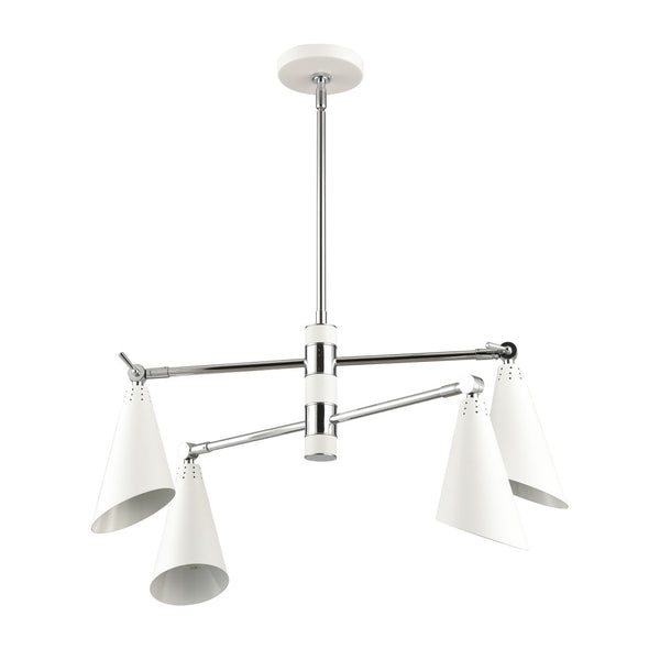 Atlas Luca 4-Light Midcentury Chandelier - Adjustable Shades for Stylish Illumination in Any Space Polished Chrome 26'' CL11228-CH