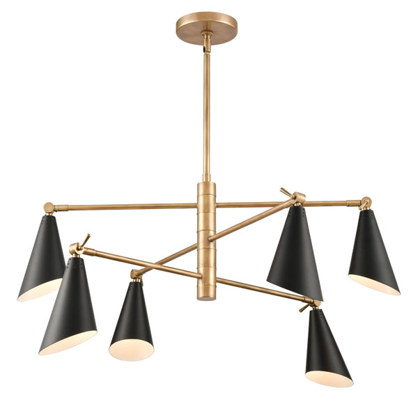 Atlas Luca 4-Light Midcentury Chandelier - Adjustable Shades for Stylish Illumination in Any Space Natural CL11229-BS