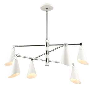 Atlas Luca 4-Light Midcentury Chandelier - Adjustable Shades for Stylish Illumination in Any Space Polished Chrome 36'' CL11229-CH