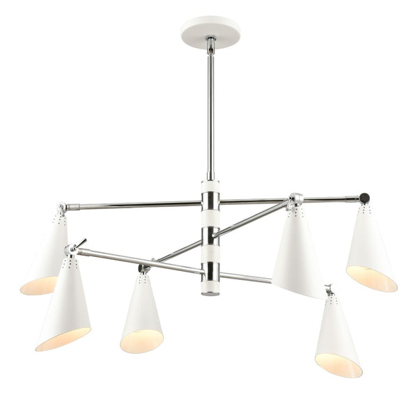 Atlas Luca 4-Light Midcentury Chandelier - Adjustable Shades for Stylish Illumination in Any Space Polished Chrome 36'' CL11229-CH