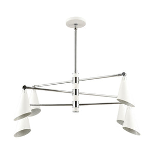 Atlas Luca 4-Light Midcentury Chandelier - Adjustable Shades for Stylish Illumination in Any Space Polished Chrome 36'' CL11229-CH