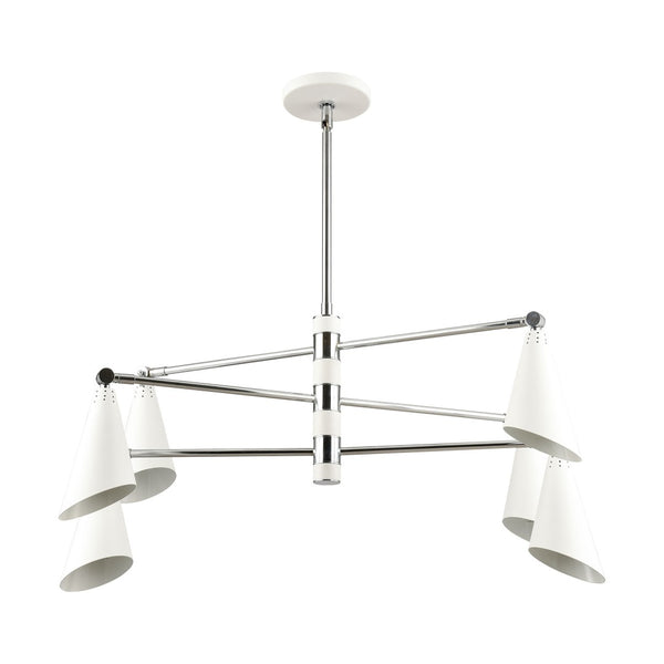 Atlas Luca 4-Light Midcentury Chandelier - Adjustable Shades for Stylish Illumination in Any Space Polished Chrome 36'' CL11229-CH