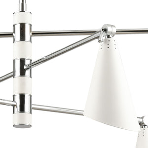 Atlas Luca 4-Light Midcentury Chandelier - Adjustable Shades for Stylish Illumination in Any Space Polished Chrome 36'' CL11229-CH