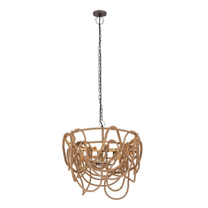 Atlas Macon 26'' Coastal 4-Light Chandelier - Handcrafted Natural Fiber & Rustic Metal for Inviting Spaces CL11230-NA