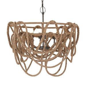 Atlas Macon 26'' Coastal 4-Light Chandelier - Handcrafted Natural Fiber & Rustic Metal for Inviting Spaces CL11230-NA