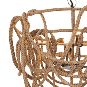 Atlas Macon 26'' Coastal 4-Light Chandelier - Handcrafted Natural Fiber & Rustic Metal for Inviting Spaces CL11230-NA
