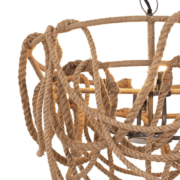 Atlas Macon 26'' Coastal 4-Light Chandelier - Handcrafted Natural Fiber & Rustic Metal for Inviting Spaces CL11230-NA