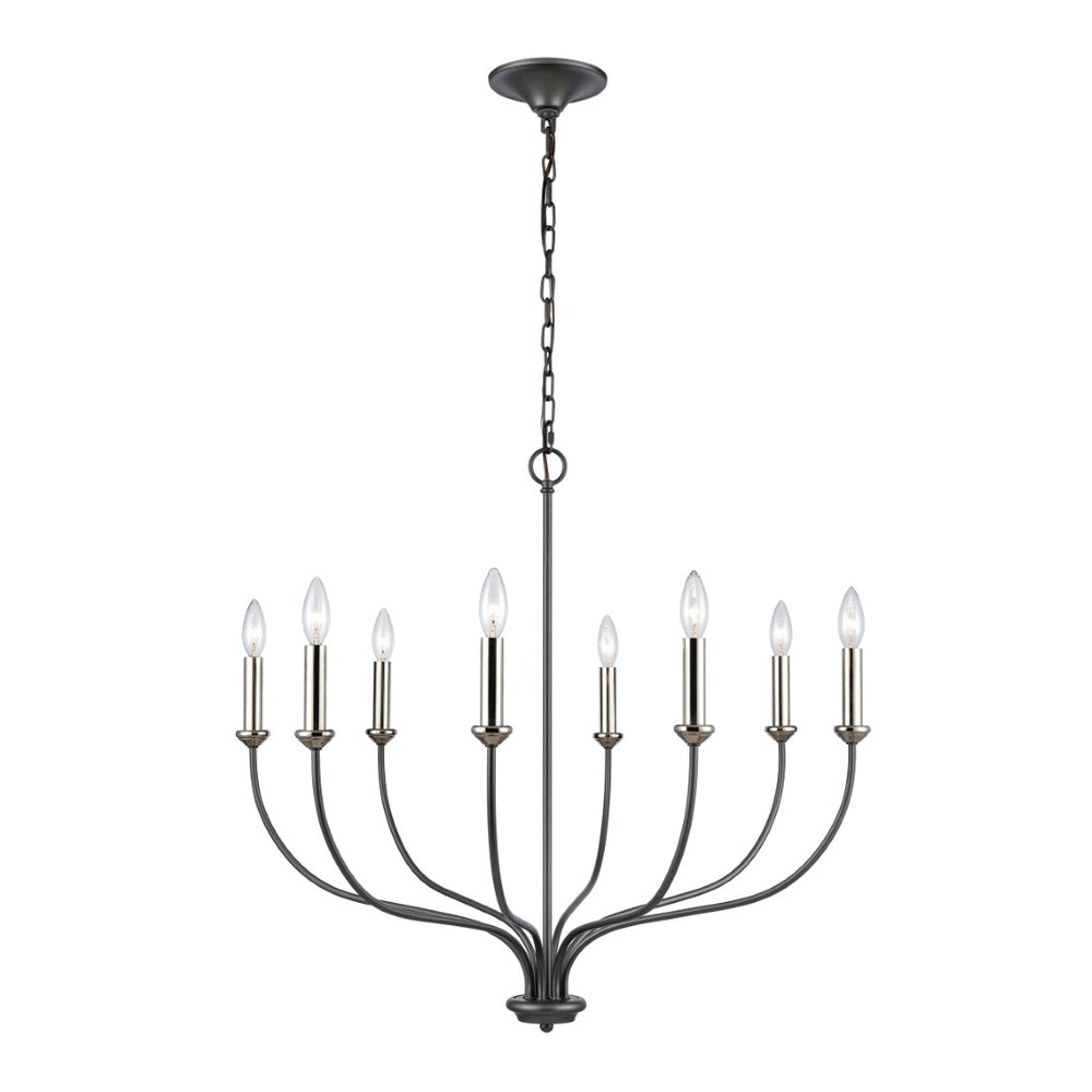 Atlas Madeline Chandelier: Elegant 8-Light Design with French Country Curves for Stunning Home Illumination Dark Gray 32.5'' CL11231-BK