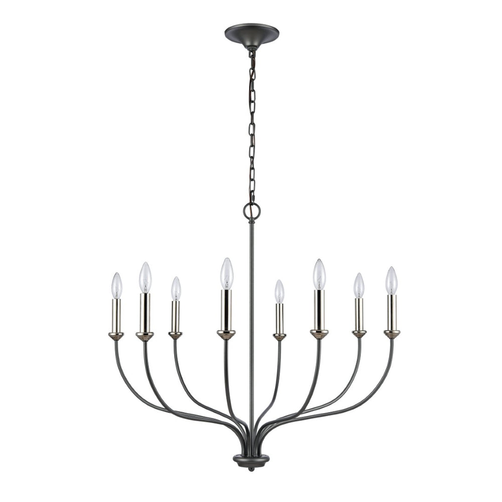 Atlas Madeline Chandelier: Elegant 8-Light Design with French Country Curves for Stunning Home Illumination Dark Gray 32.5'' CL11231-BK