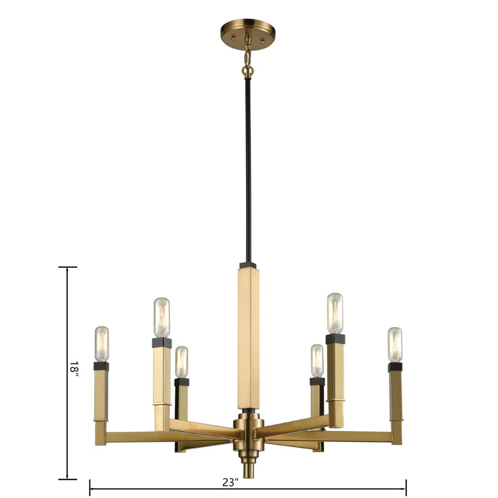 Atlas Mandeville 23" Wide 6-Light Chandelier - Modern Luxury Design in Oil Rubbed Bronze & Satin Brass CL11233-BS