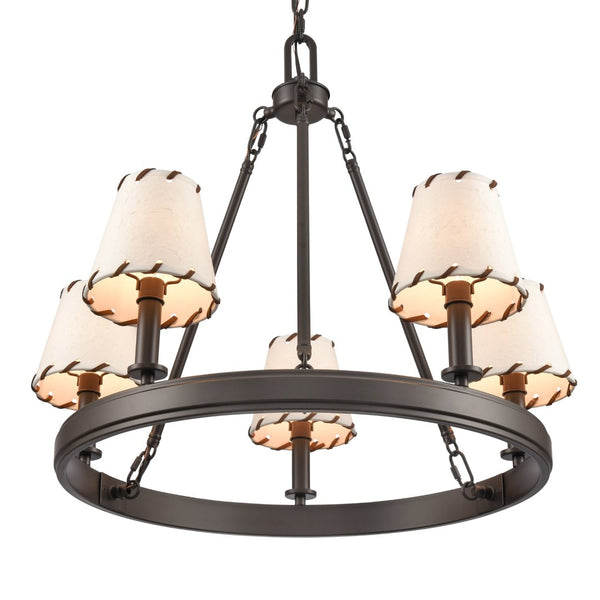 Atlas Marion 24.5'' Wide 5-Light Chandelier - Rustic Lodge Elegance in Oil Rubbed Bronze Finish CL11235-BZ