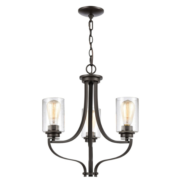 Atlas Market Square 3-Light Chandelier with Seeded Glass Shades - Elegant Lighting for Any Room Oil Rubbed Bronze CL11236-BZ