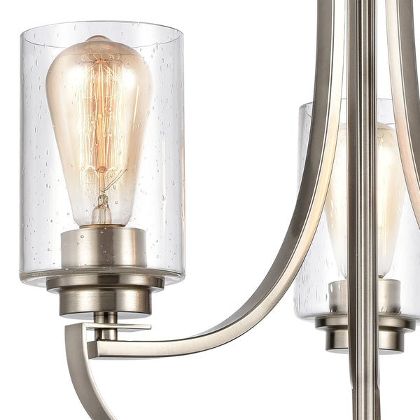 Atlas Market Square 3-Light Chandelier with Seeded Glass Shades - Elegant Lighting for Any Room Brushed Nickel CL11236-NK