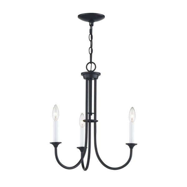 Atlas Meadowview 3-Light Chandelier - Elegant Modern Design for Dining Rooms and Living Spaces, Stylish Illumination Matte Black 18'' CL11241-BK