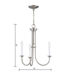 Atlas Meadowview 3-Light Chandelier - Elegant Modern Design for Dining Rooms and Living Spaces, Stylish Illumination Brushed Nickel 18'' CL11241-NK