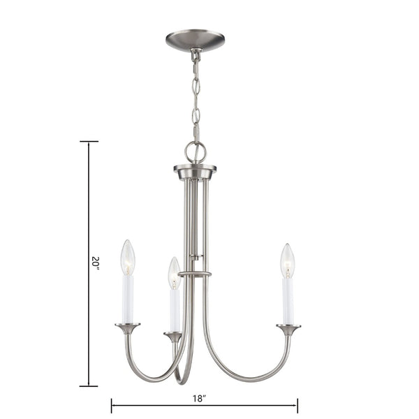 Atlas Meadowview 3-Light Chandelier - Elegant Modern Design for Dining Rooms and Living Spaces, Stylish Illumination Brushed Nickel 18'' CL11241-NK