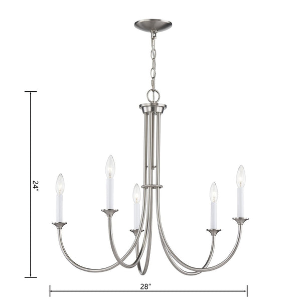Atlas Meadowview 3-Light Chandelier - Elegant Modern Design for Dining Rooms and Living Spaces, Stylish Illumination Brushed Nickel 28'' CL11242-NK