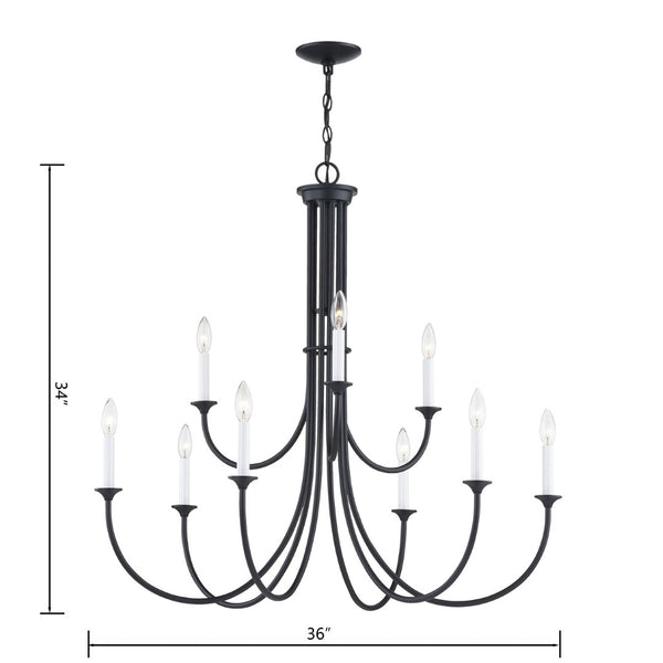 Atlas Meadowview 3-Light Chandelier - Elegant Modern Design for Dining Rooms and Living Spaces, Stylish Illumination Matte Black 36'' CL11243-BK