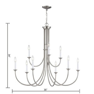 Atlas Meadowview 3-Light Chandelier - Elegant Modern Design for Dining Rooms and Living Spaces, Stylish Illumination Brushed Nickel 36'' CL11243-NK