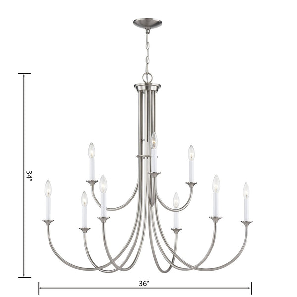 Atlas Meadowview 3-Light Chandelier - Elegant Modern Design for Dining Rooms and Living Spaces, Stylish Illumination Brushed Nickel 36'' CL11243-NK