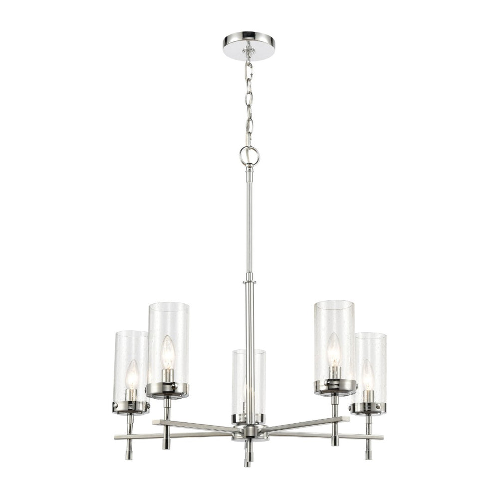 Atlas Melinda 25'' Wide 5-Light Chandelier – Modern Polished Chrome Fixture with Seeded Glass Shades CL11249-CH