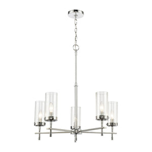 Atlas Melinda 25'' Wide 5-Light Chandelier – Modern Polished Chrome Fixture with Seeded Glass Shades CL11249-CH