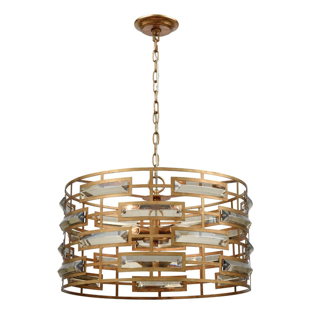 Atlas Metro 22" Wide 5-Light Geometric Chandelier - Luxurious Gold Leaf for Art Deco Elegance and Glow CL11250-GD