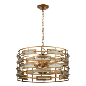 Atlas Metro 22" Wide 5-Light Geometric Chandelier - Luxurious Gold Leaf for Art Deco Elegance and Glow CL11250-GD