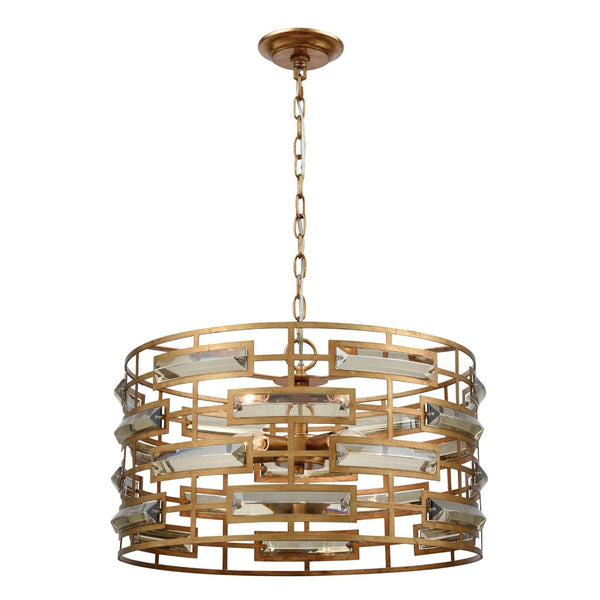 Atlas Metro 22" Wide 5-Light Geometric Chandelier - Luxurious Gold Leaf for Art Deco Elegance and Glow CL11250-GD
