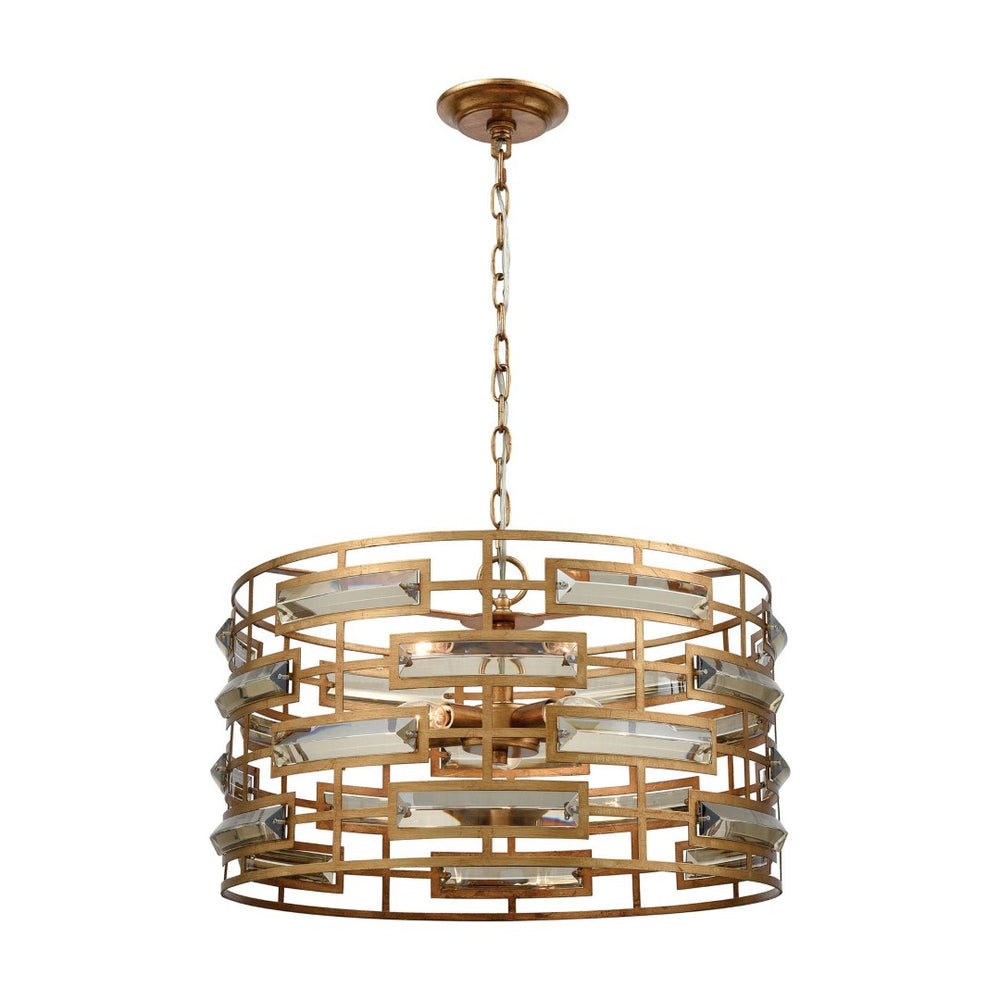 Atlas Metro 22" Wide 5-Light Geometric Chandelier - Luxurious Gold Leaf for Art Deco Elegance and Glow CL11250-GD