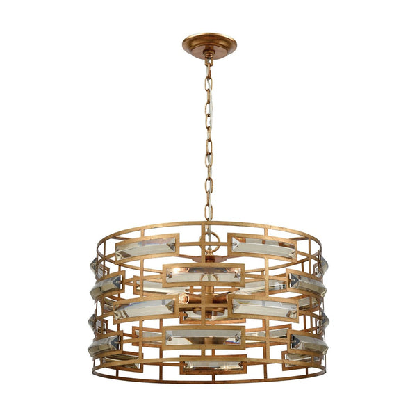 Atlas Metro 22" Wide 5-Light Geometric Chandelier - Luxurious Gold Leaf for Art Deco Elegance and Glow CL11250-GD