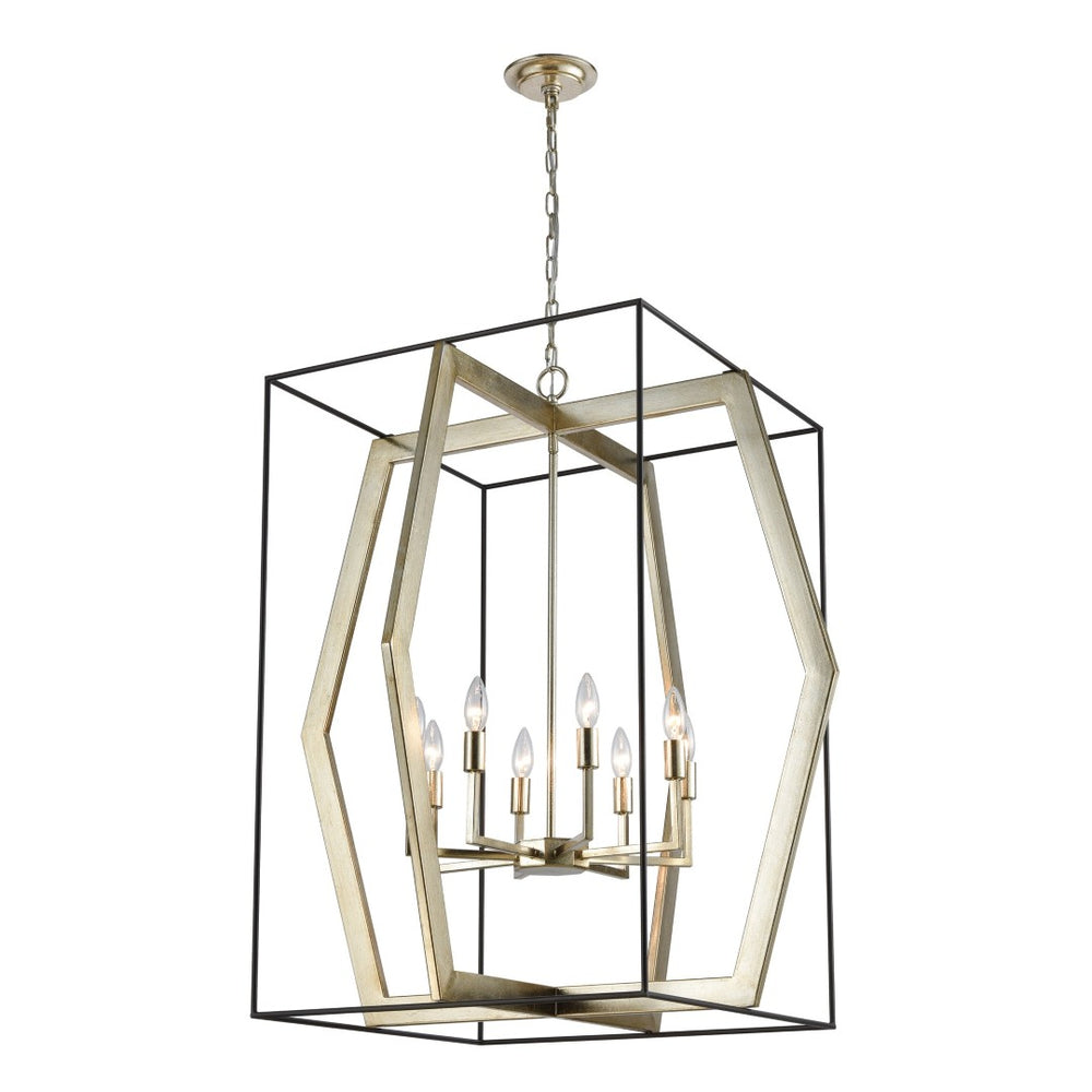 Atlas Mixed Geometries 32" Wide 8-Light Chandelier - Sculptural Silver Leaf Fixture for Modern Interiors CL11253-SV