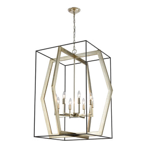 Atlas Mixed Geometries 32" Wide 8-Light Chandelier - Sculptural Silver Leaf Fixture for Modern Interiors CL11253-SV