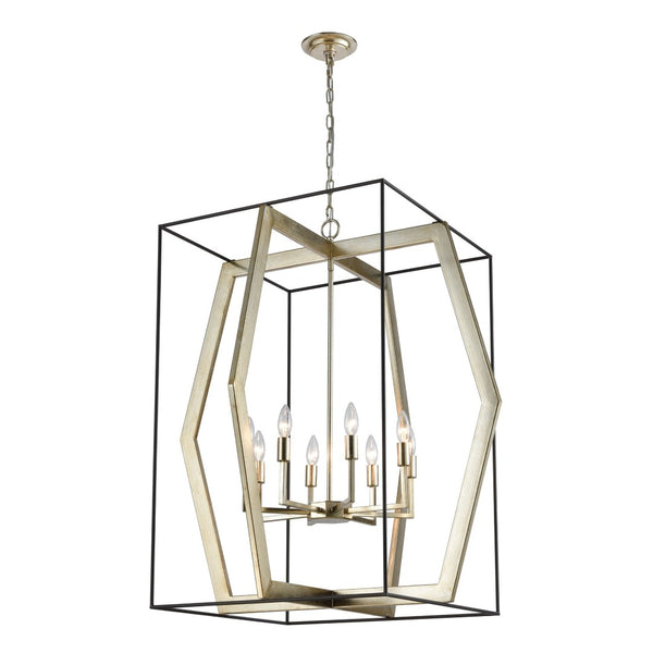 Atlas Mixed Geometries 32" Wide 8-Light Chandelier - Sculptural Silver Leaf Fixture for Modern Interiors CL11253-SV