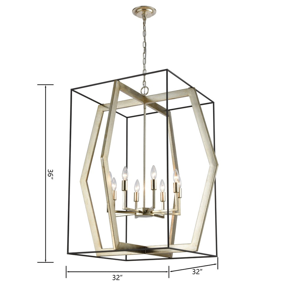 Atlas Mixed Geometries 32" Wide 8-Light Chandelier - Sculptural Silver Leaf Fixture for Modern Interiors CL11253-SV