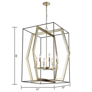 Atlas Mixed Geometries 32" Wide 8-Light Chandelier - Sculptural Silver Leaf Fixture for Modern Interiors CL11253-SV