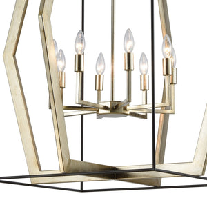 Atlas Mixed Geometries 32" Wide 8-Light Chandelier - Sculptural Silver Leaf Fixture for Modern Interiors CL11253-SV
