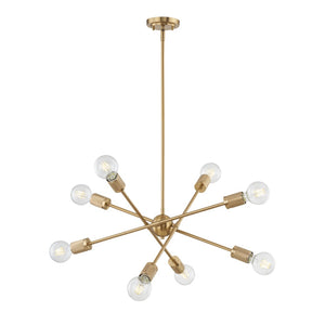 Atlas Module 8-Light Chandelier - Midcentury-Modern Design with Industrial Touch for Stunning Illumination Burnished Brass 22'' CL11254-BS